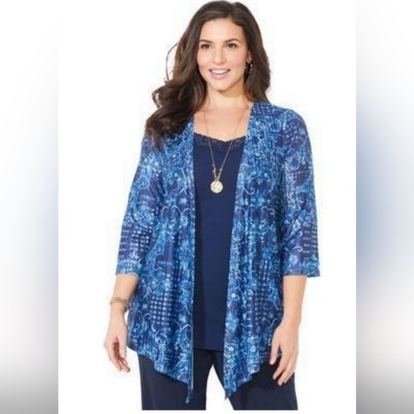 Bundle Only: CATHERINES STRETCH Sheer KIMONO ASYMMETRICAL CARDIGAN SZ‎ 14/16 0X - Picture 5 of 5